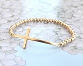 Sideways Cross Bracelet - GOLD - Short