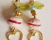 Kawaii Pink Macaron Earrings, 14k Gold Filled Posts, Sweet Lolita, Fairy Kei, Hime, Gyaru, Decora, Polymer Clay Macaron, Harajuku Earrings