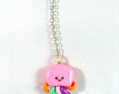 Squidgy Charm Necklace, Of Mice & Men, Squid, Silver Plated Necklace, Cute, Kawaii :D