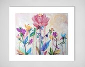 Eclectic Garden No.2 on Canvas- liquid acrylic, painterly, modern, abstract, floral, Summer, Organic, Garden, Urban Organic