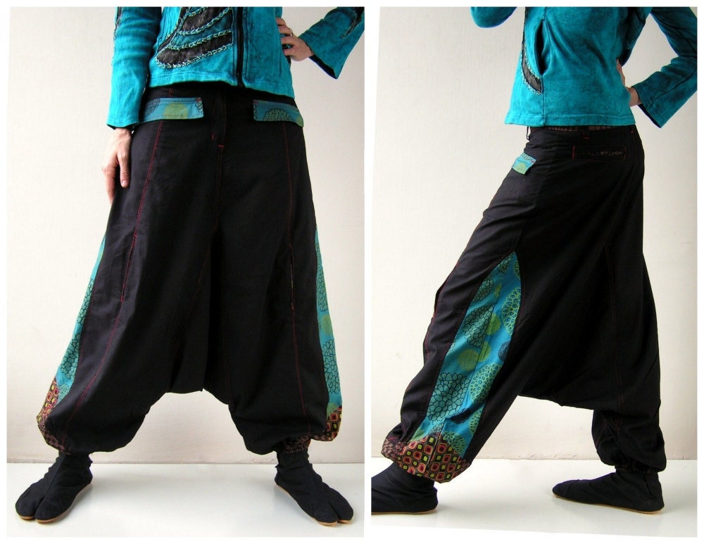 Patch Harem Pants - Aladdin Trousers - Afghani Pants - Alibaba Pants - Men - Women - Cotton
