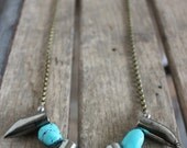Pyrite horn Turquoise Nugget Necklace