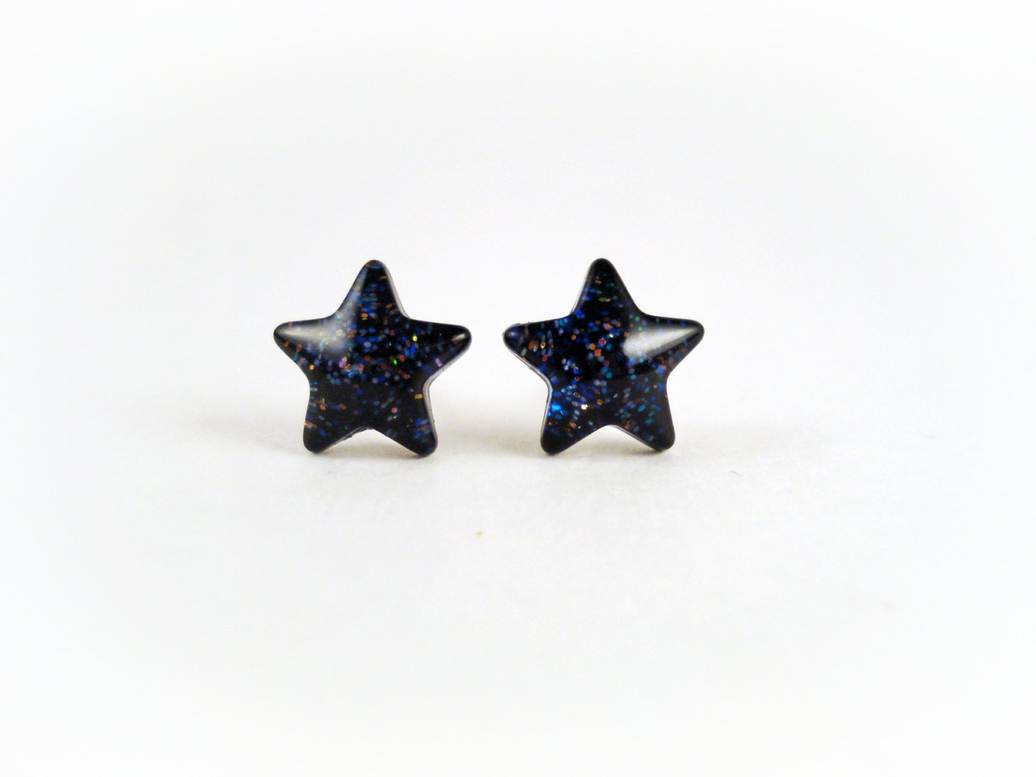 Black Glitter Star Nail Polish Earrings