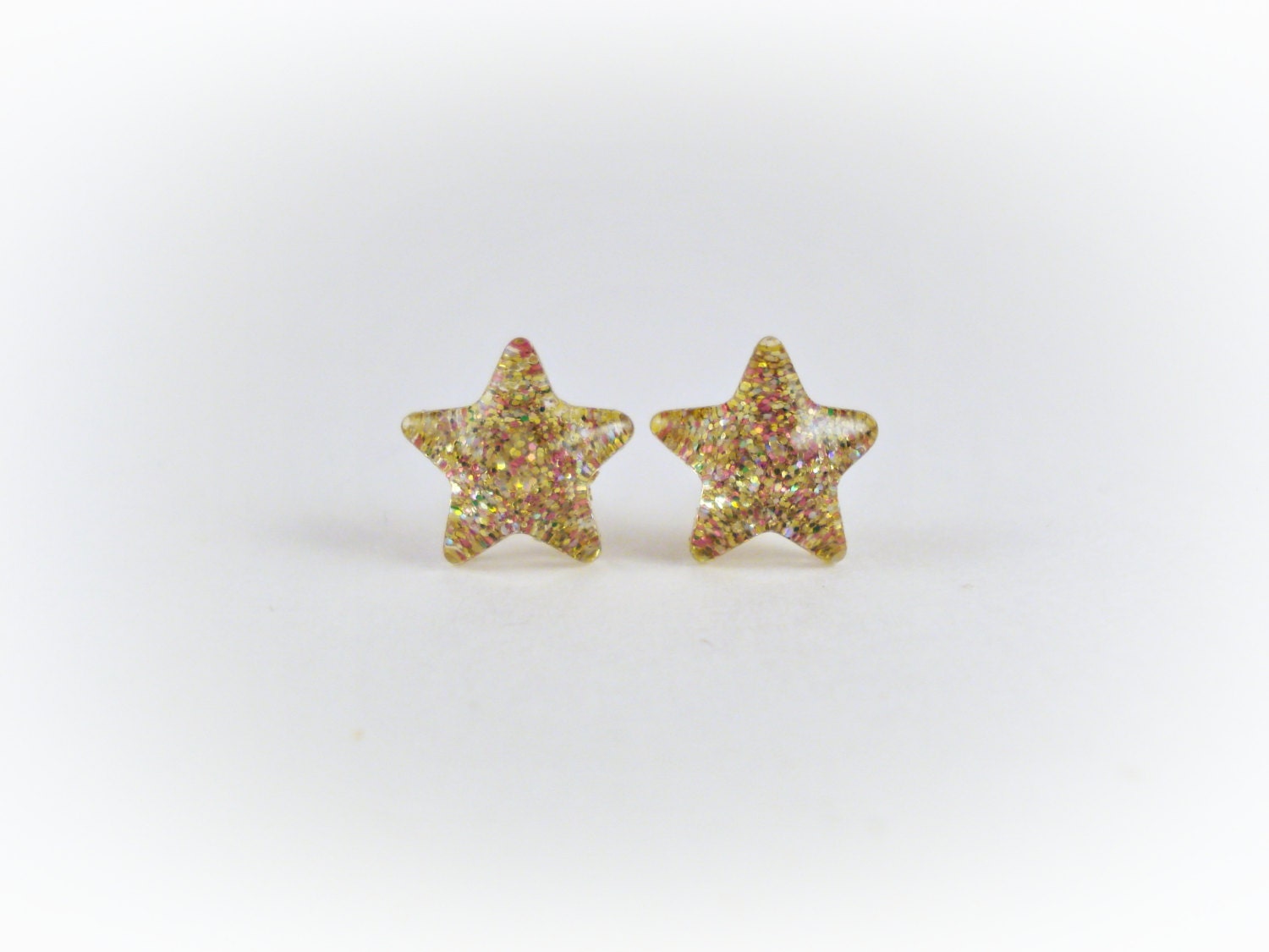 Gold Glitter Star Nail Polish Earrings