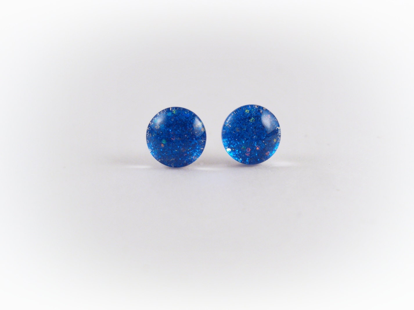 Tiny Blue Glitter Nail Polish Earrings