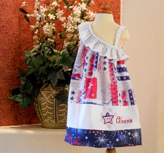 Toddler Girl Pillowcase Dress FREE SHIPPING: To All US Destinations Personalized 4th of July 3 mo 6 mo 9 mo 12 mo 18 mo 24 mo 2T  3T  4T