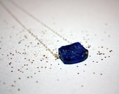 nocturna - lapis lazuli necklace by lilla stjarna - sterling silver - gifts under 50 - Rough Stone Necklace Blue Nugget Pendant Minimalist