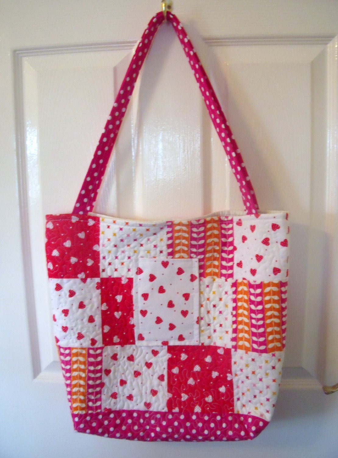 Handmade Quilted Tote Bag , large size, shoulder strap, ideal for ...
