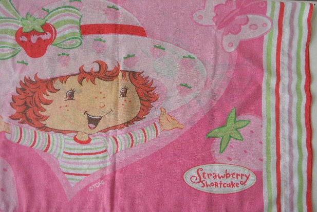 vintage retro strawberry shortcake pillow case