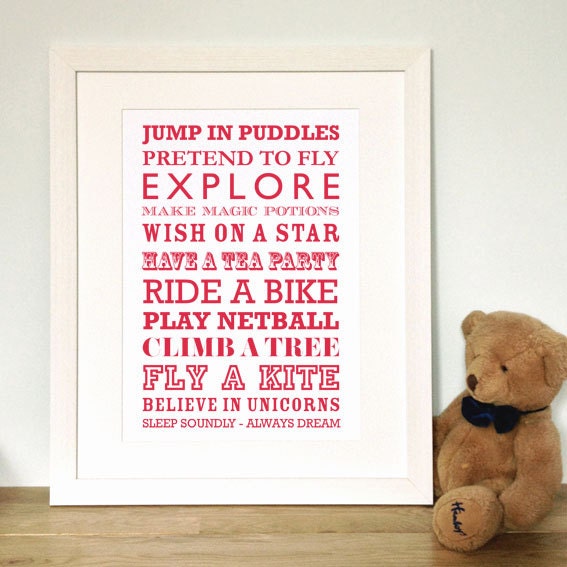Christening Typographic Print - A4 - Makes for a great personalised Baptism gift for baby girls or baby boys