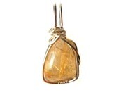 Silver Gemstone Pendant - Gold Rutilated Quartz Wrapped with Argentium Sterling Silver