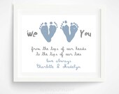 Father's Day Gift from Twins - Personalized Gift for New Dad - We Love You Baby Footprint Art - Gift for Grandpa, Grandfather