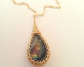 Labradorite Drop Crochet 14K GoldFilled pendant