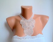 FREE SHIPPING.Summer lace necklace, wedding collar, peter pan collar, ecru collar, cream collar,handmade collar, ready to shipping.
