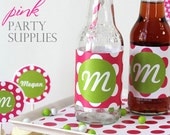 Pink POLKA DOT PARTY Supplies in 21 color combo & 8 font choices - The Celebration Shoppe
