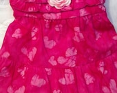 Girls Pink Heart Batik Dress Sundress - Handmade Irish Rose - Hot Pink - Size 4 Years