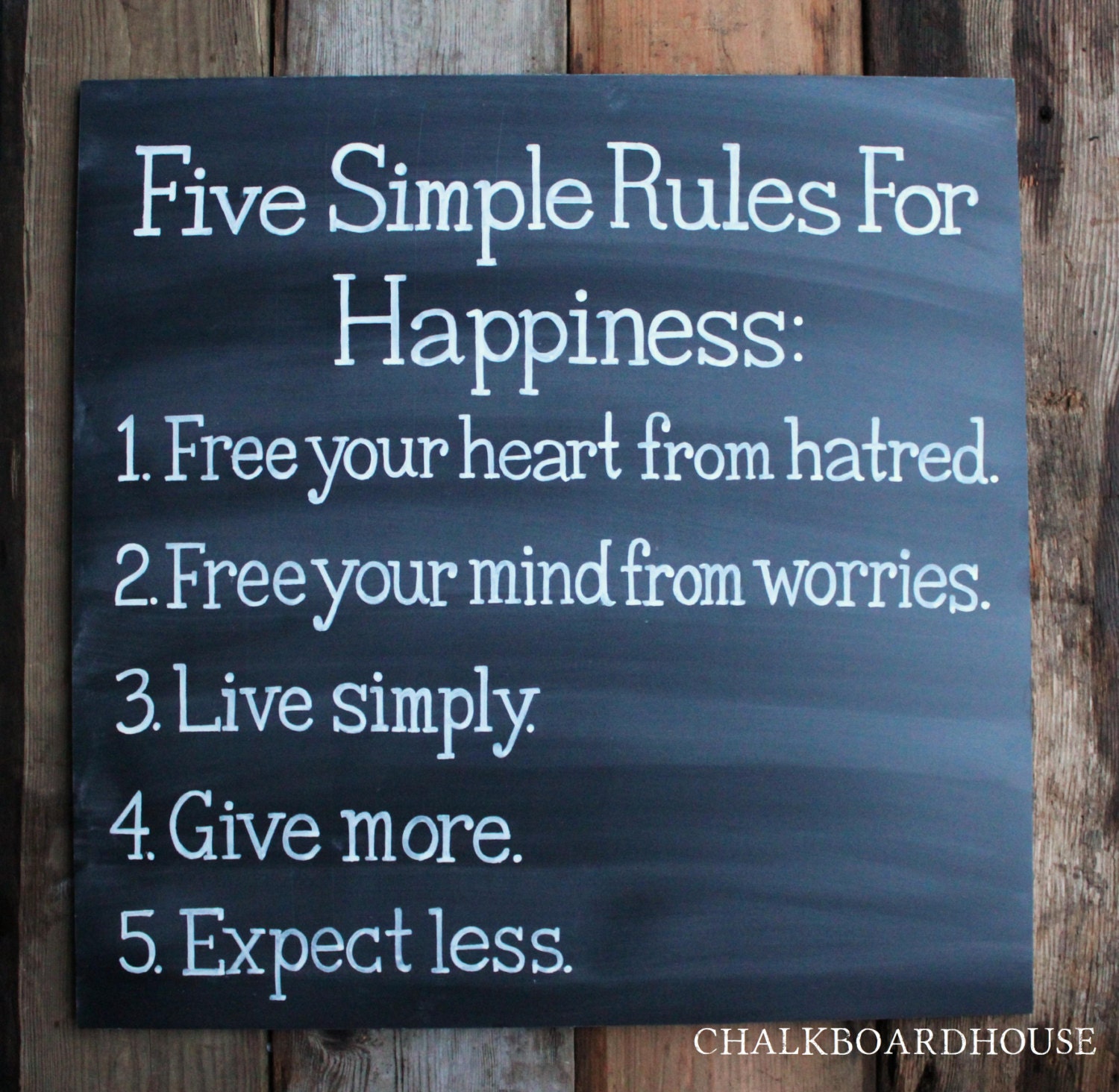 Hand Painted Chalkboard Happiness Quote Sign - 24x24 Unframed Chalkboard Art