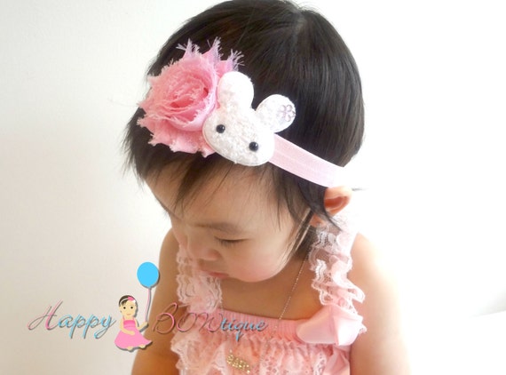 631 New baby headbands for easter 328 Easter Baby Headband / Easter Bunny headband / Pink and White Bunny   