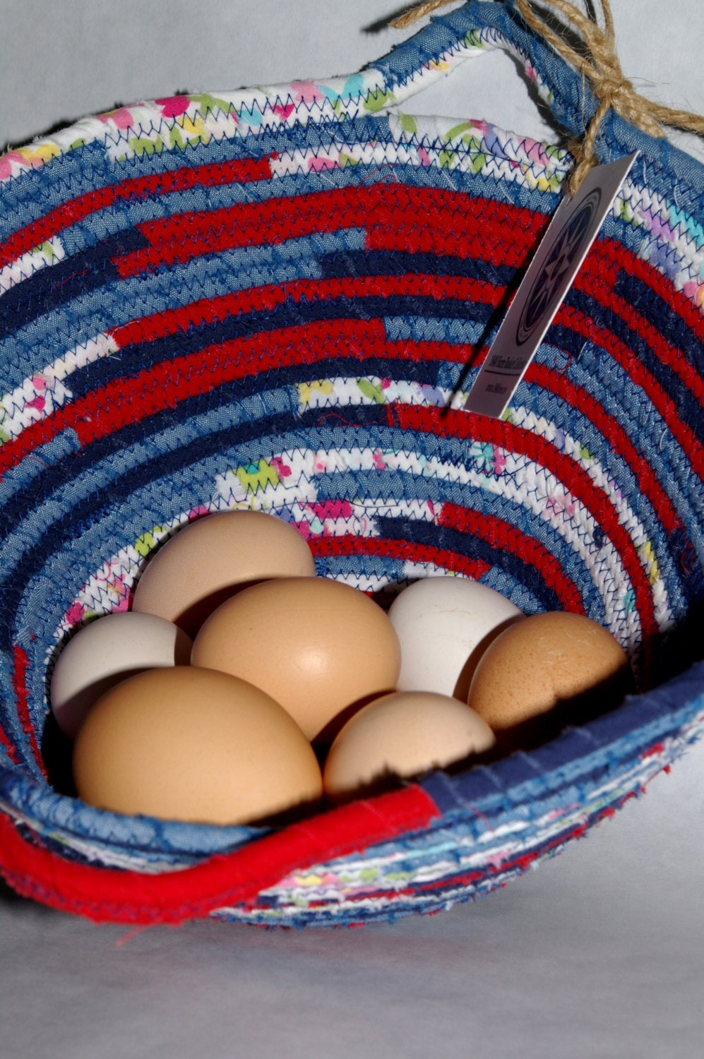 Medium Coiled Fabric Egg Basket - 0128