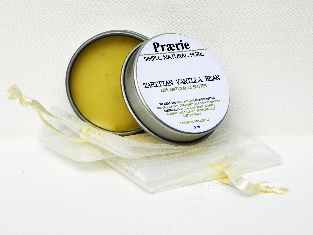 Tahitian Vanilla Bean Lip Balm.  100% Natural Vanilla Lip Butter. Vegan. Shea Butter.  Lip Gloss