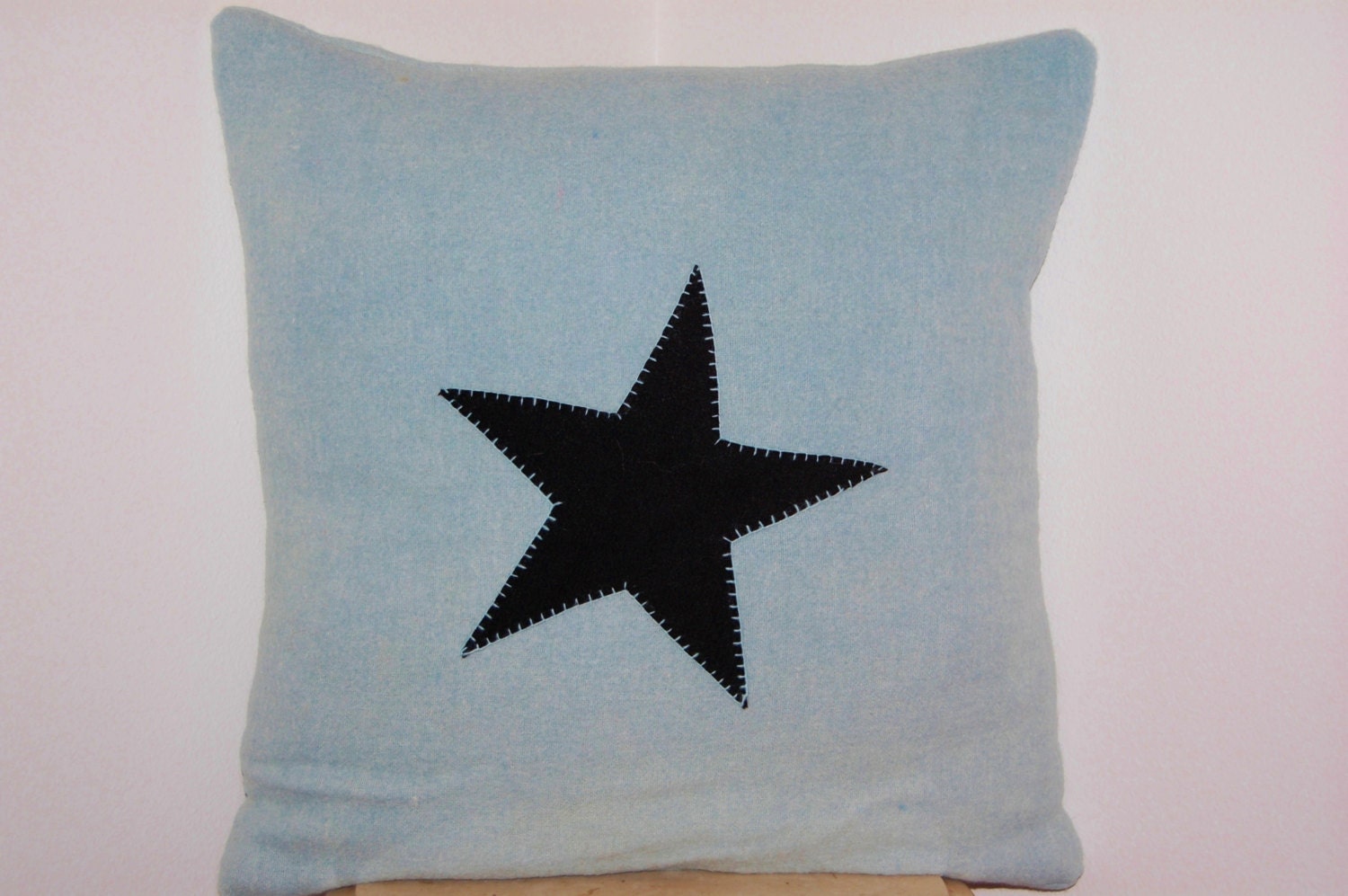CUSTOM Woolen Colors Western Star Novelty Square Throw Pillow Shabby Chic Handmade Upcycled Vintage Wool Blanket 14 x 14