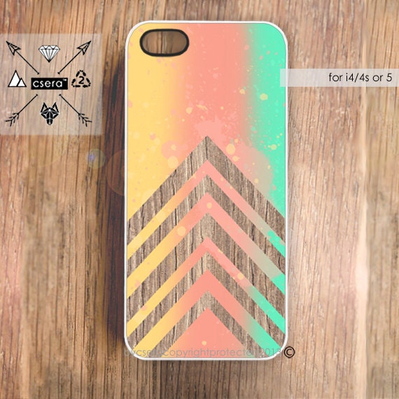 Wood Effect iPhone 4 Case, Paint iPhone Case, Unique iPhone 5 Case, Chevron Case - Native American Style iPhone 4 Cover