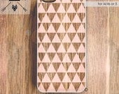 iPhone 5 Case, Geometric Cases - Nude Triangles On Wood Effect Print - Accessories for iPhone 5 and iPhone 4