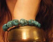 Wire Wrapped Bangle with Turquoise Howlite Nuggets- Stacking Bangle- Turquoise Bracelet- Boho Gypsy Tribal Bangle- Bangle Stack Bracelet