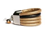 gold & black WIDE bracelet - UNIQUE bracelet - faux leather cord - cuff bracelet - bangle - fashion jewelry - trends - high fashion- trendy