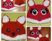 Pdf Crochet Fox Beanie. Make for a girl or boy. Newborn - Adult Sizes. Permission to sell. Button or Crochet Eyes. INSTANT DOWNLOAD
