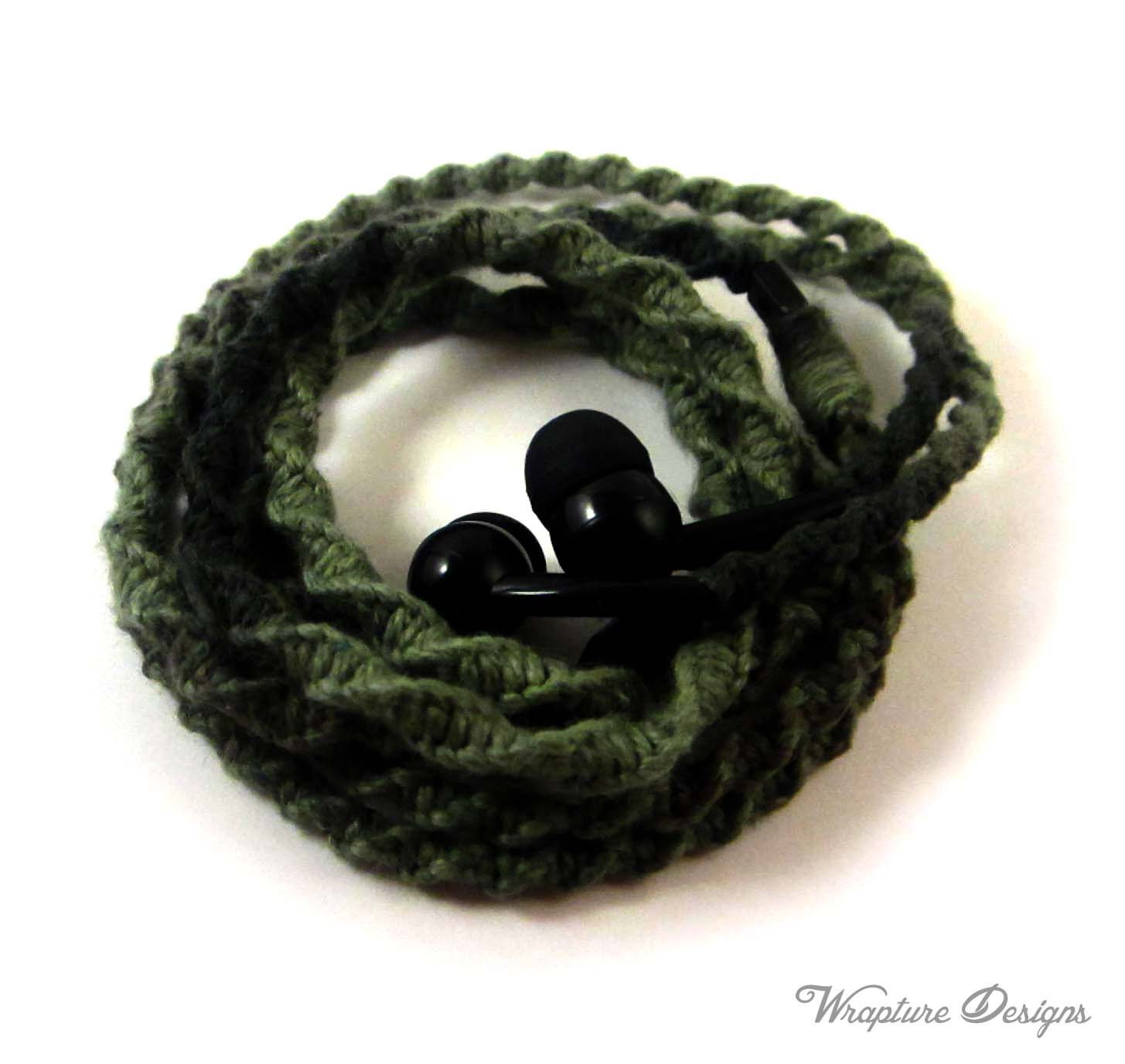Wrapped Earbuds / Tangle Free Headphones 'Soldier' By Wrapture Designs
