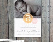 Baby announcement card - digital photo card - baby announcement with photo