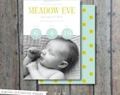 Baby announcement card - Birth announcement card - new baby announcement card digital photo card - baby announcement with photo