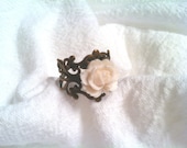 Rose Ring / Wedding Jewelry / Bride / Bridesmaid Gift / Cocktail Ring / Fashion / Scroll / Flower Ring / Adjustable (FREE SHIPPING)