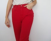 Red vintage Fendi trousers jeans with allover Logo