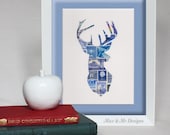 Oh Deer - Unique Vintage postage stamp art. Perfect for gift for Fathers day, anniversary, birthday or housewarming - Max & Me Designs - MaxandMeDesigns