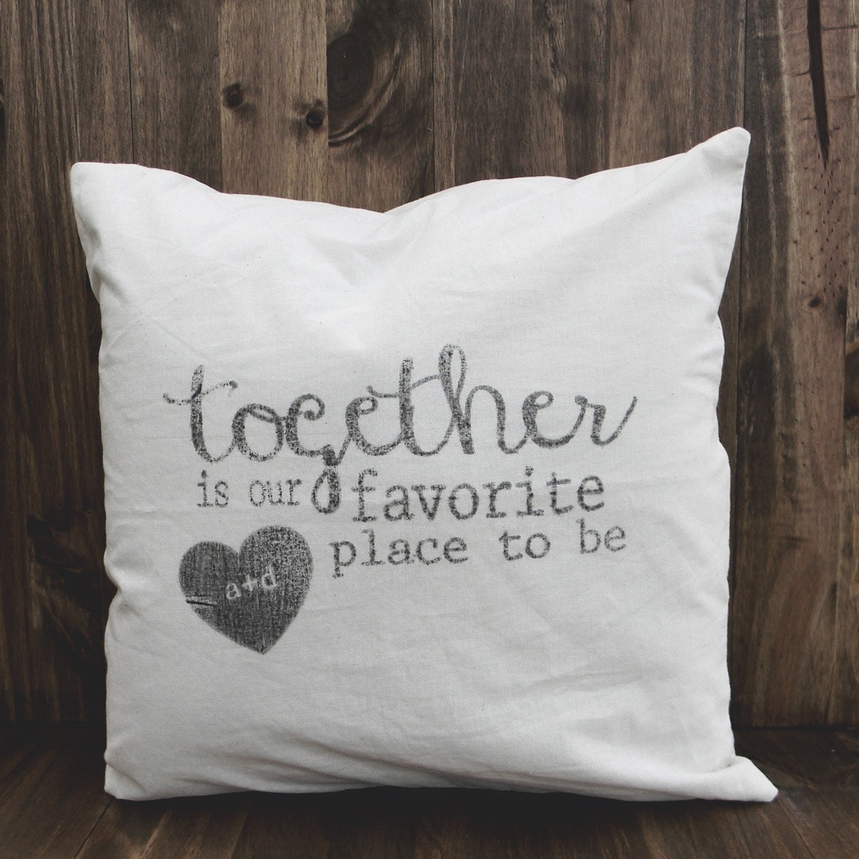 Together is Our Favorite Place To Be 16 x 16 Personalized Pillow Cover, couple, wedding gift, engagement gift, newlywed, wedding shower