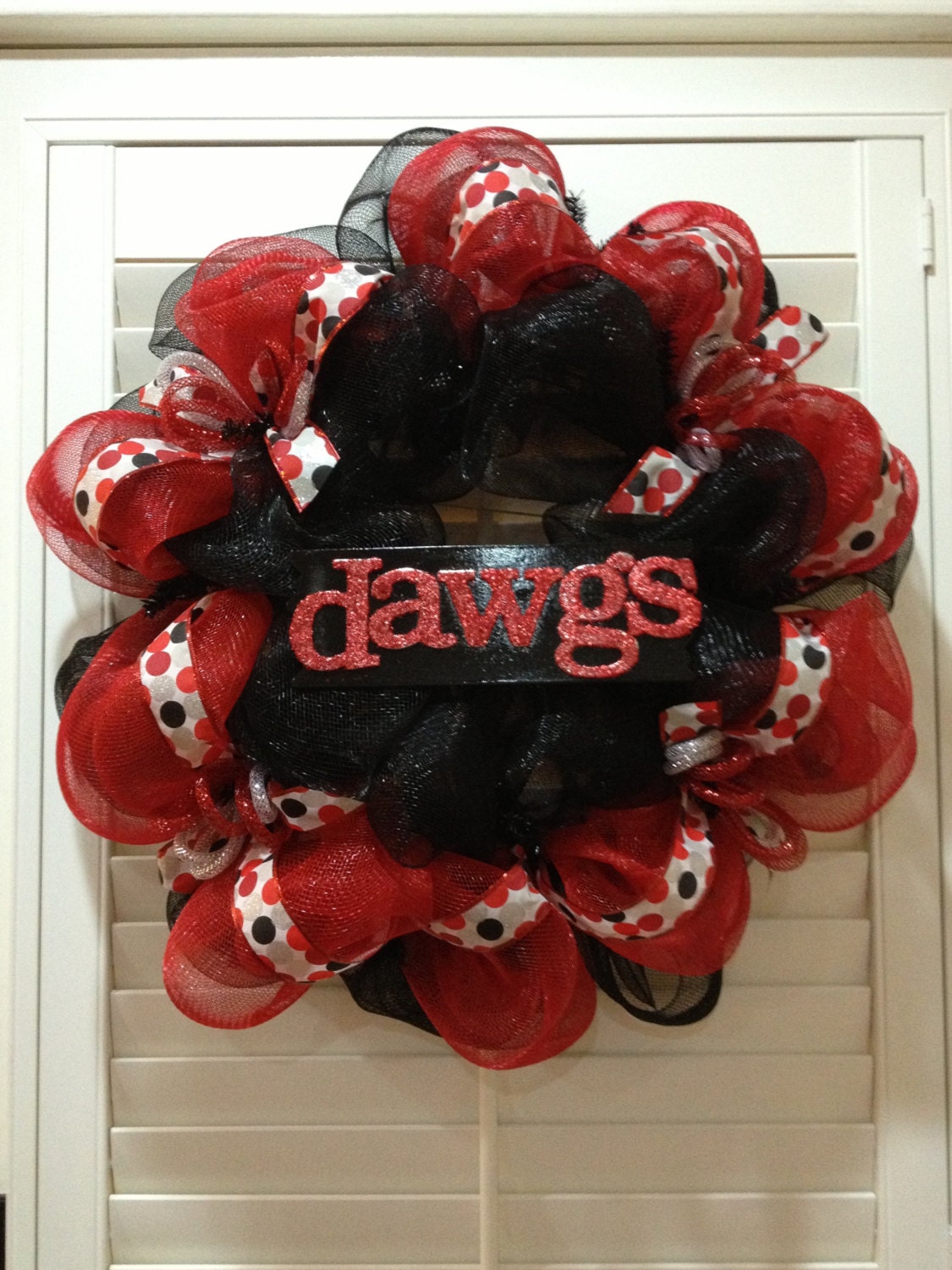 Georgia Deco Mesh Door Wreath - Georgia Bulldog Wreath - Go Dawgs