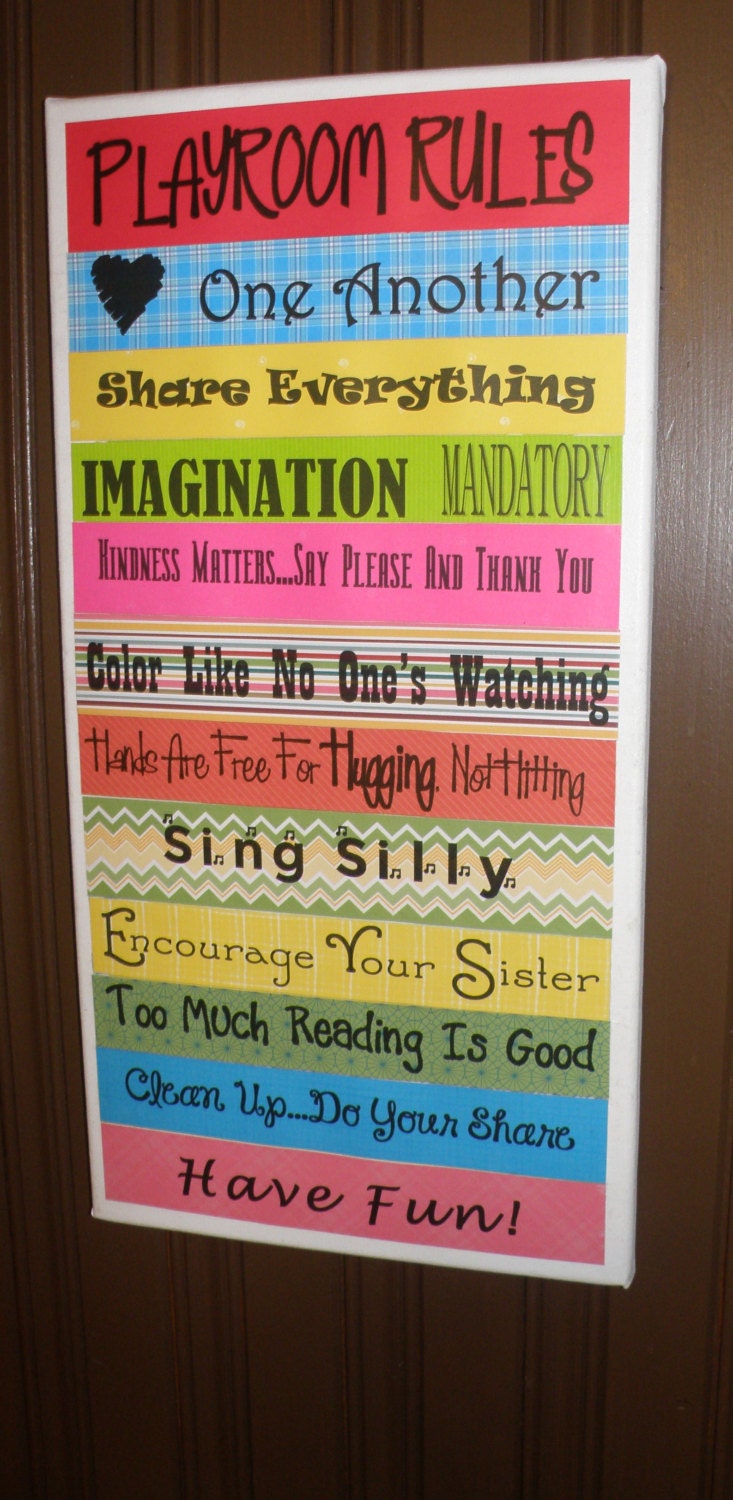 Items similar to Playroom rules, kid decoration, wall decoration girl