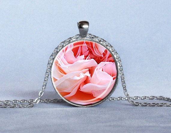VALENTINE PENDANT Rose Petals Pendant Pinks Red White Valentine Necklace I Love You Jewelry Anniversary Gift for Her Valentines Day Jewelry - ThePendantGarden