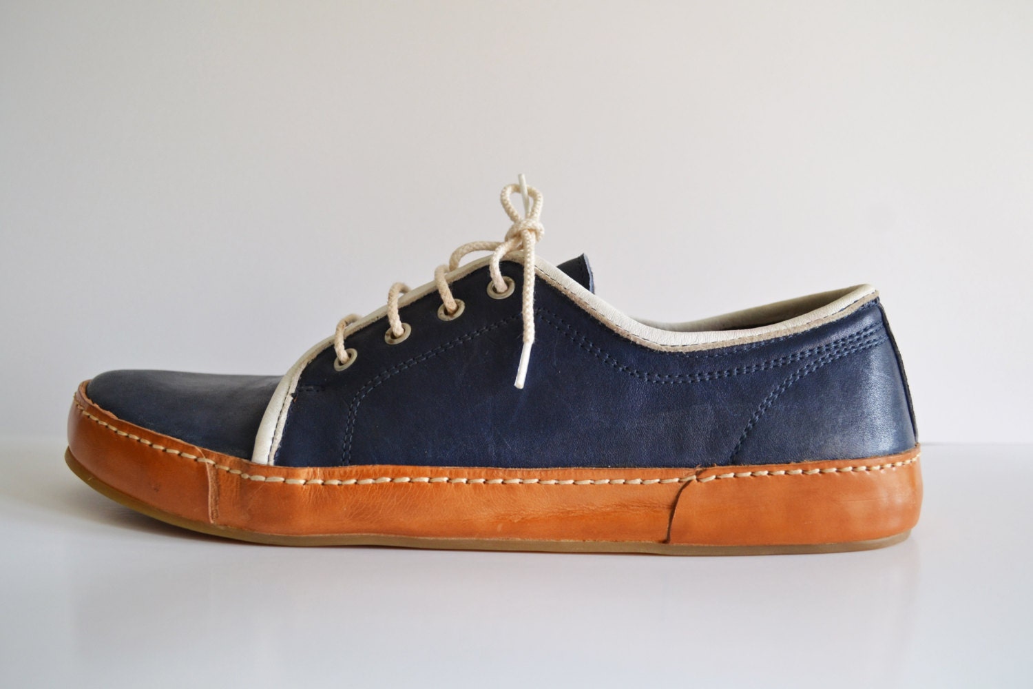 Handmade Curried Leather Men Sneakers