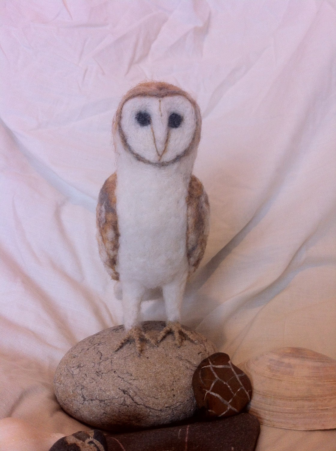 Made to order-Needle Felted Handmade Miniature Barn Owl Sculpture felt ornament