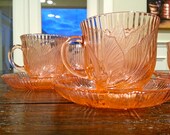Pretty Pink Rosaline Arcoroc 12 piece cup and saucer set