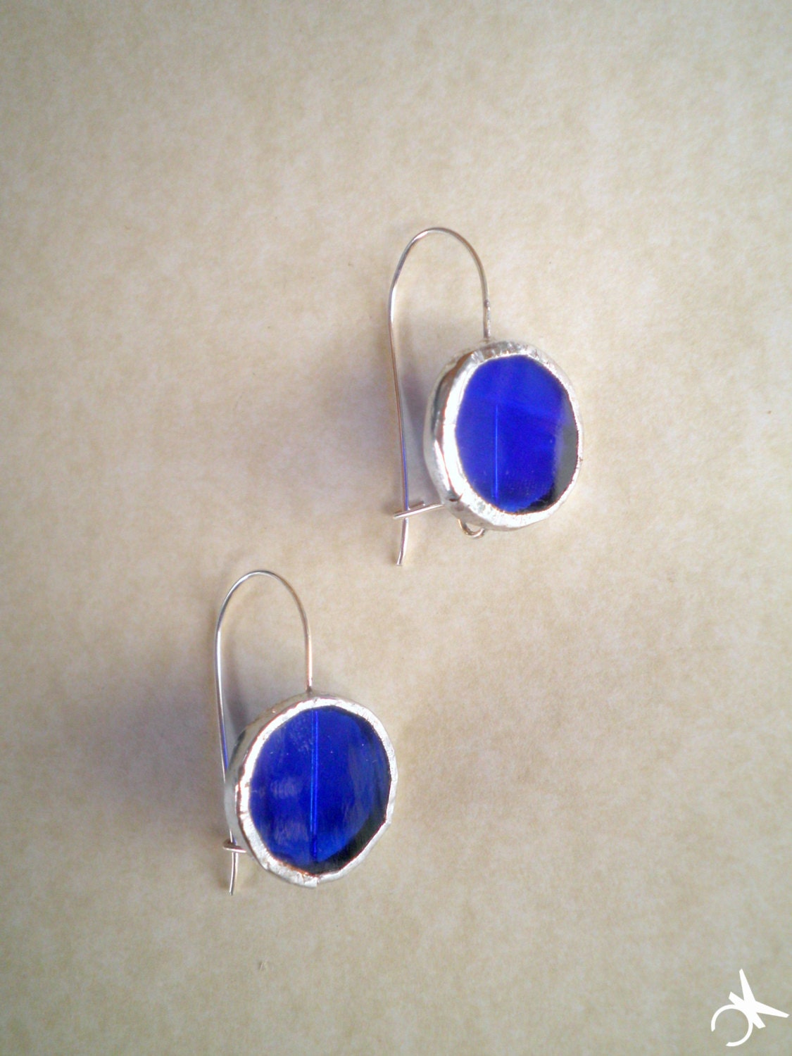 Earrings "Easy Round" - Blue - Tiffany - Glass - Silver Sterling 925
