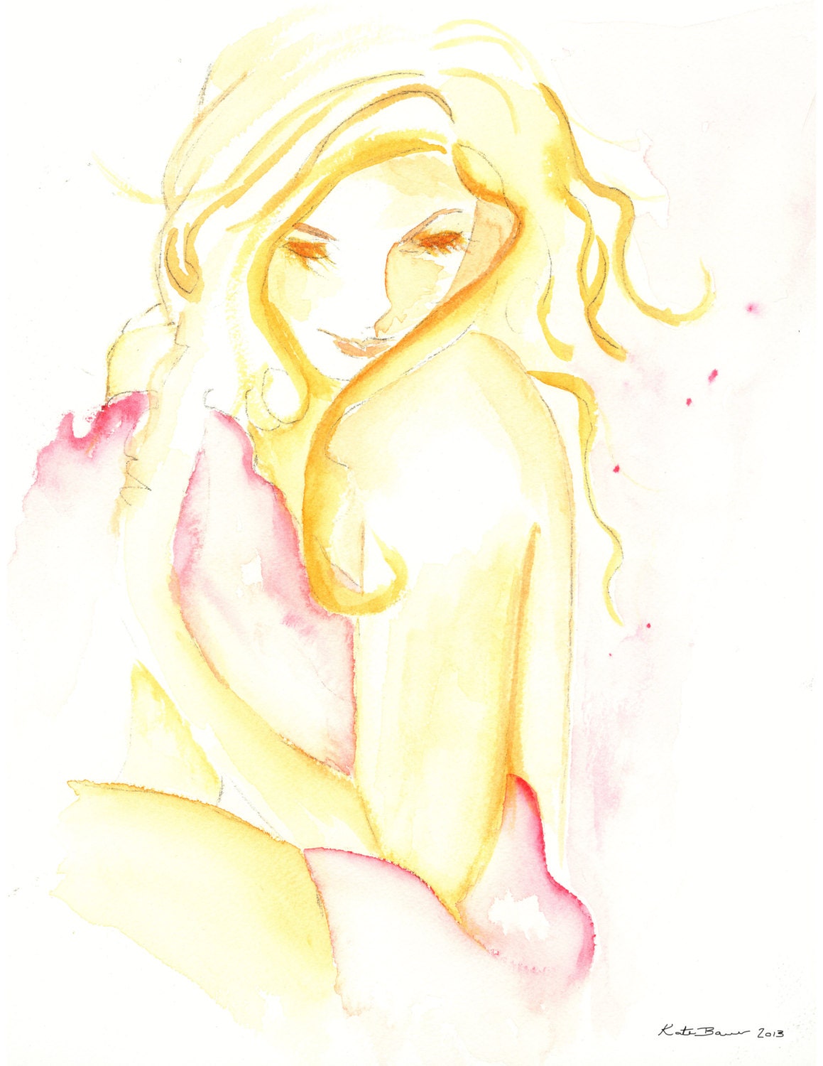 Print of original watercolor illustration 8.5 x 11" titled Valentine