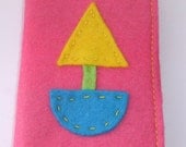 Pink, Yellow and Blue Boat Felt Needle Case