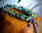 Sea Breeze Friendship Bracelet...Jewelery...Bracelets...Beaded...Beadwork...Tribal...boho...Bohemian...mulitstrand...green...blue...spring