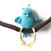 Hand Knit bird Turquoise Blue Stuffed Tweet Toy