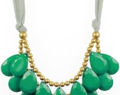 Anthropologie Emerald Green Necklace, Bib Necklace, Green Statement Necklace, Teardrop Necklace, Statement Necklace - BeadsbeeBoutique