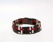 PUNK bracelet with rock metal retro red and black weave pattern